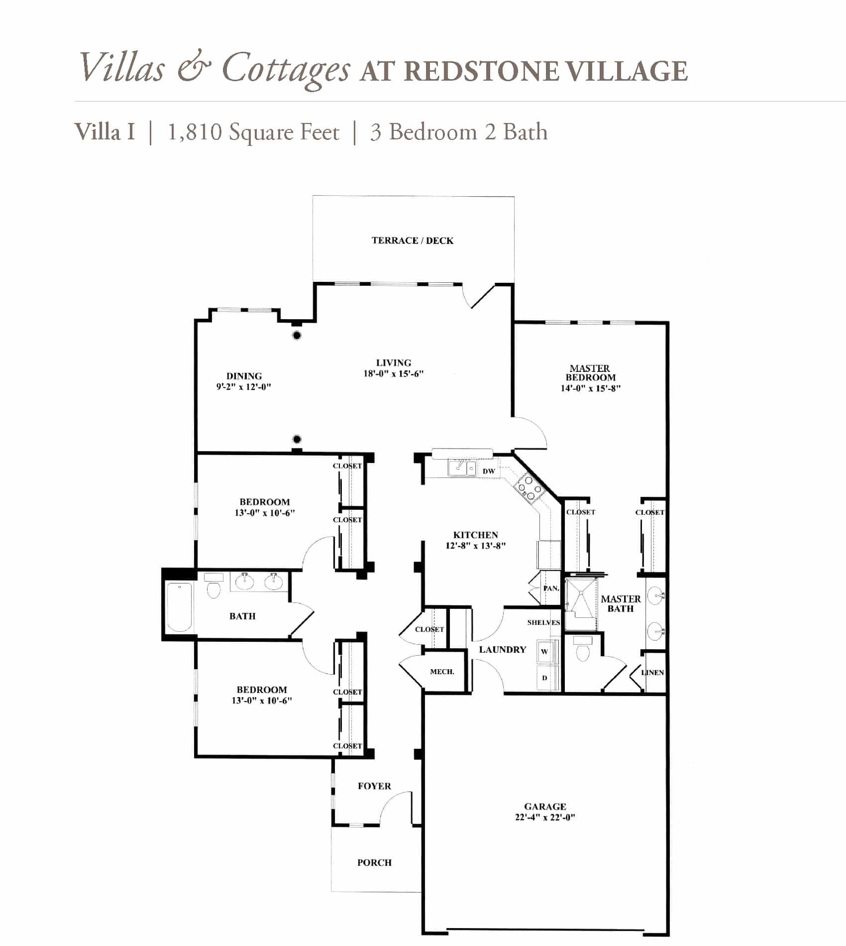 Villa 1 apartment floorplan at Redstone Village