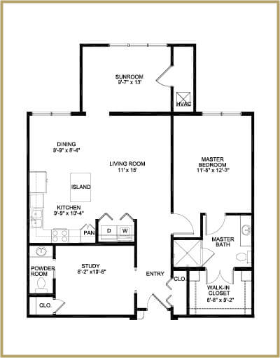 Redstone Village independent living floor plan - Blue Ridge Premium